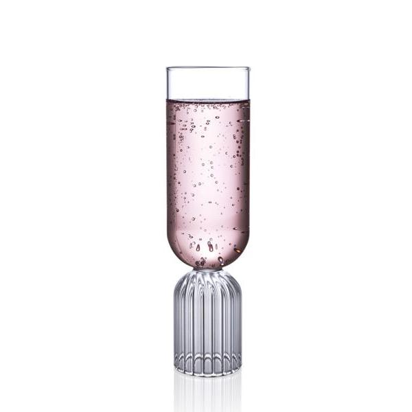 Vintage Style Pressed Glass Flute Pink