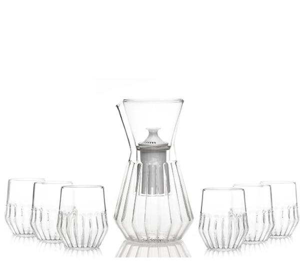 Talise Fluted Decanter with Mixed Glass Set